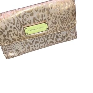 Victorias Secret gold cheetah print makeup cosmetics bag